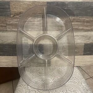 Longaberger Clear Plastic‎ Divided Serving Tray Platter basket insert 49727